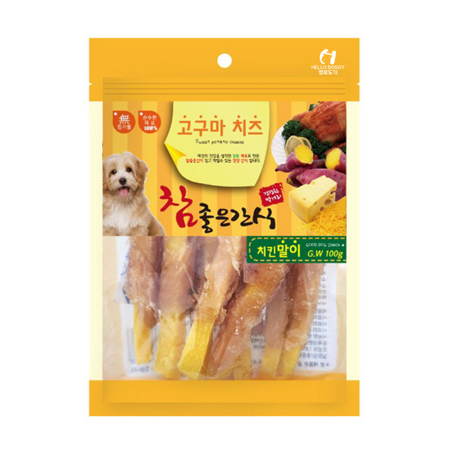 헬로도기 고구마치즈 강아지고구마 말랭이 건조 간식 치킨말이, 100g, 1개 - 메인 이미지