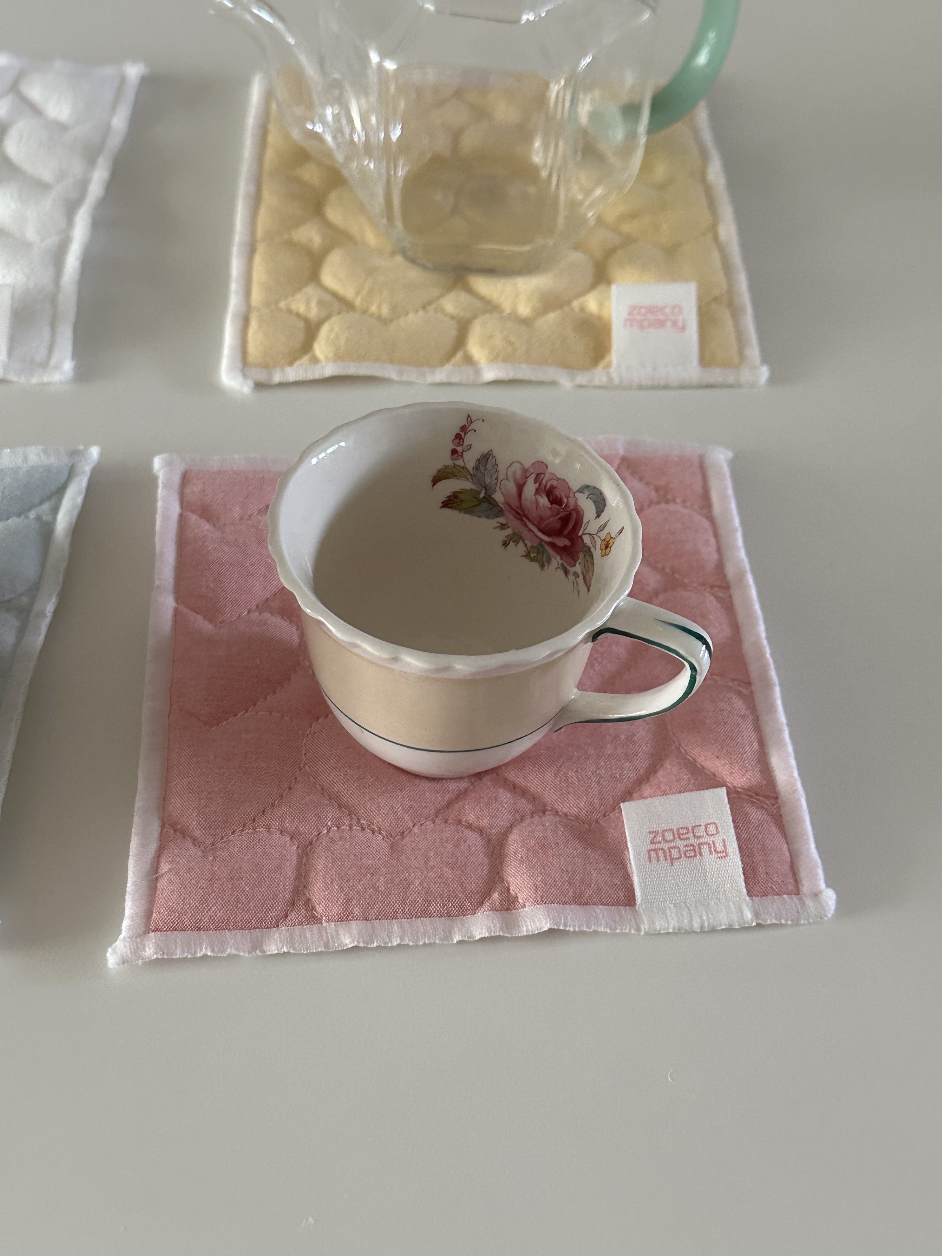 하트 누빔 제작 컵 받침대 티 코스터(4colors) - 상세 이미지 3