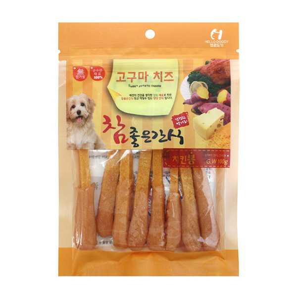 헬로도기 고구마치즈 강아지고구마 말랭이 건조 간식 치킨, 100g, 1개 - 상품 이미지