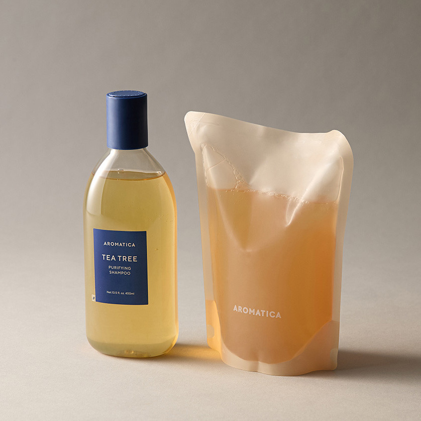 아로마티카 티트리 퓨리파잉 샴푸 400ML & 리필 500ML 세트 - 상품 이미지