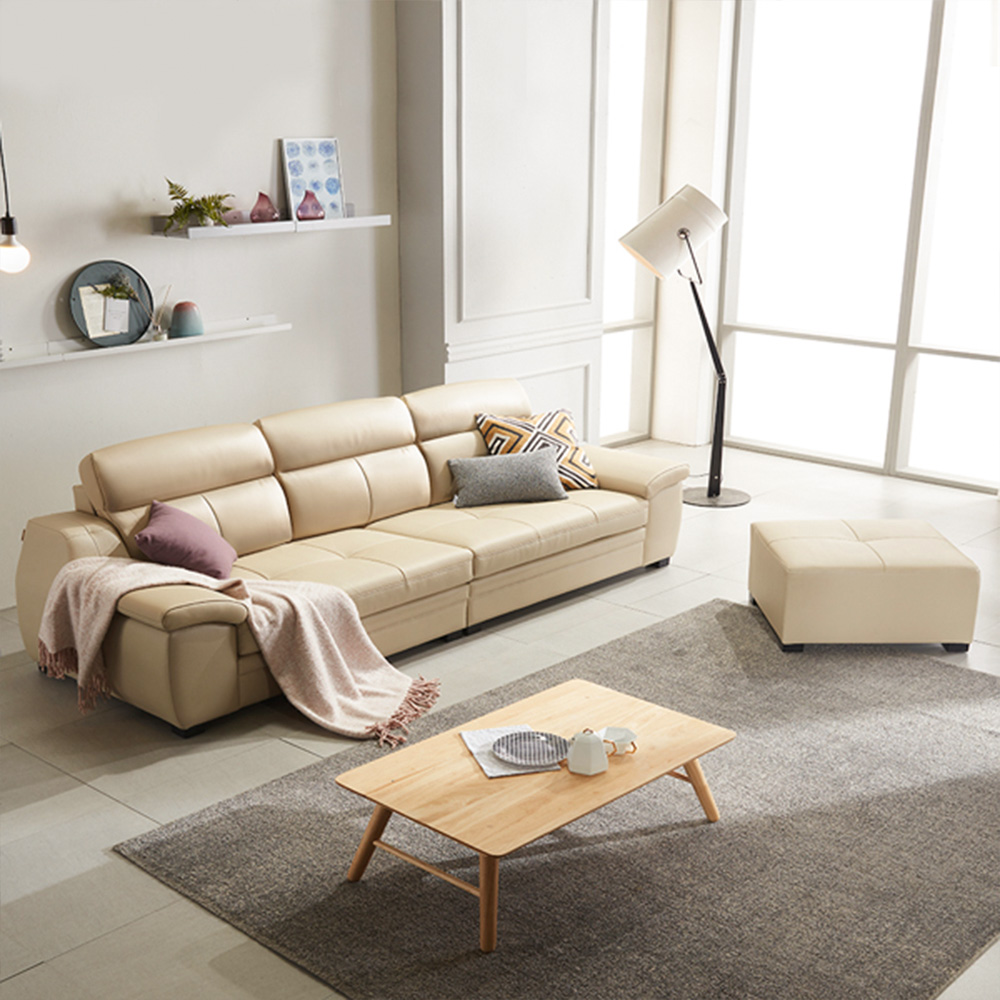 동서가구 소브 천연면피가죽 4인 소파+스툴 DF909041