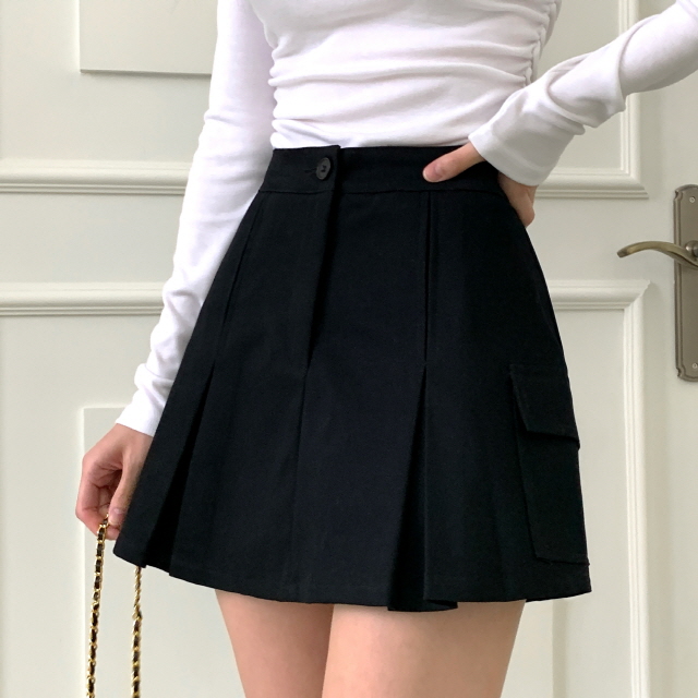💗20%할인💗[기장선택/속바지O] 니엘로니 카고 포켓 코튼 A라인 치마 봄 하이웨스트 플리츠 미니 스커트(스쿨룩/프레피룩/새학기) 상세 이미지 51