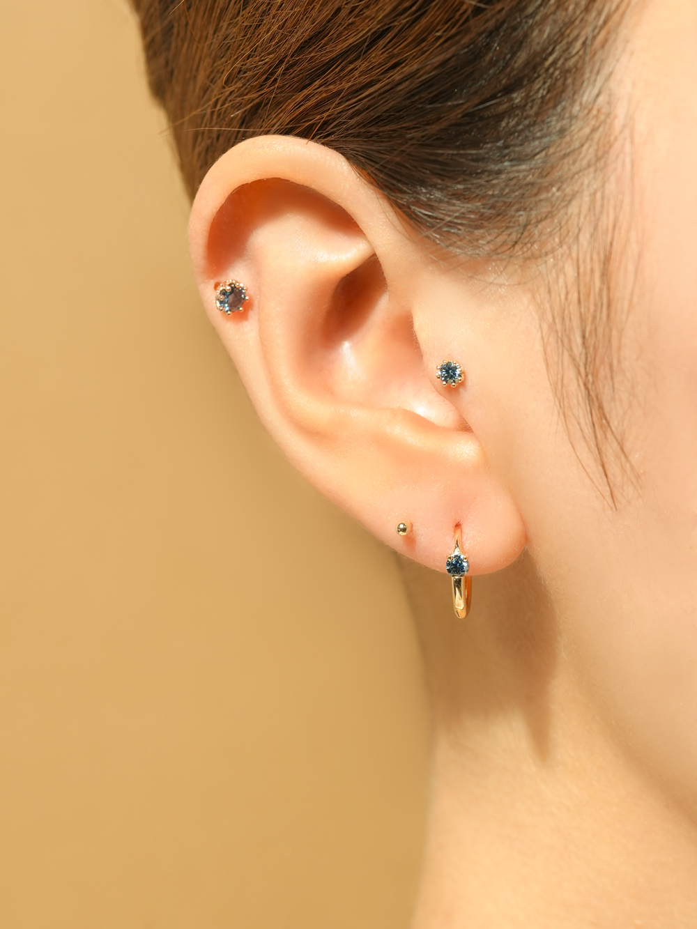 [1mm/1.2mm]14K 인터널 모이사나이트 다이아 퀸 라블렛 피어싱 귀걸이 - 상세 이미지 5