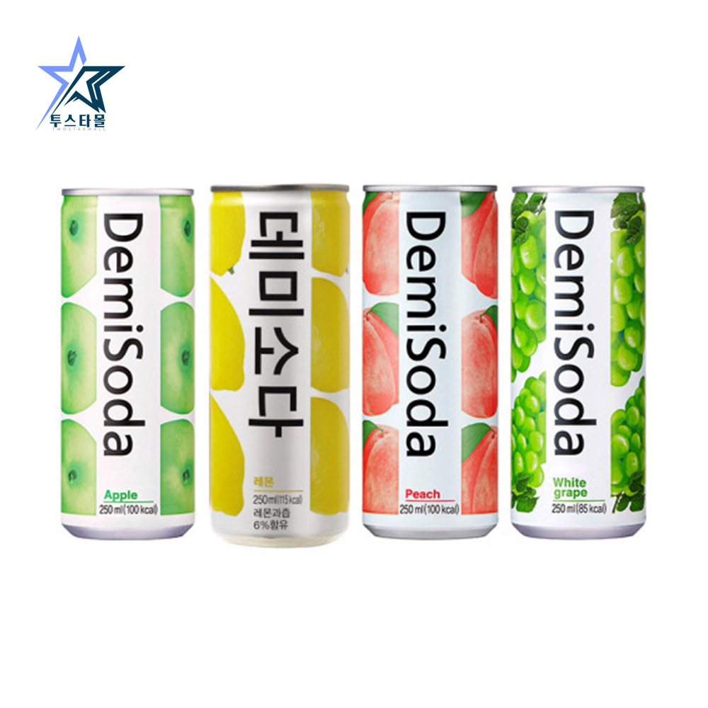 데미소다 탄산음료 애플12캔 레몬 복숭아 청포도 각6개씩 250ml 30캔 - 상품 이미지