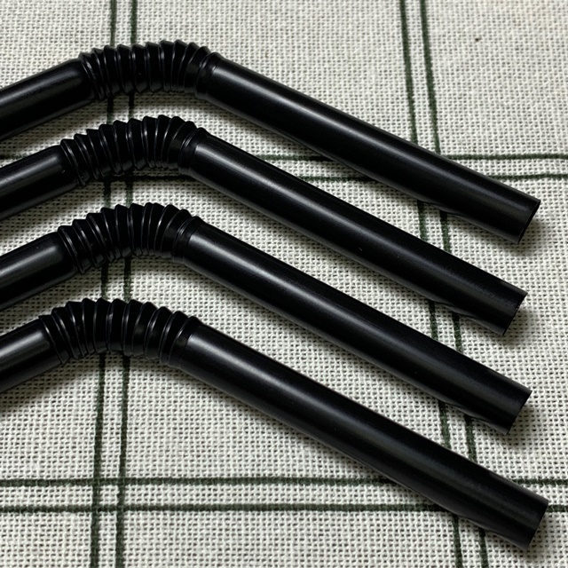 일회용 개별포장 스트로우 자바라 주름 검정빨대 7mm 25cm 1박스 10000개 - 상품 이미지