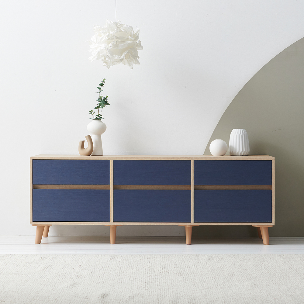 장인가구 헤렌 높은 TV 다이 수납 거실장 1500 6서랍