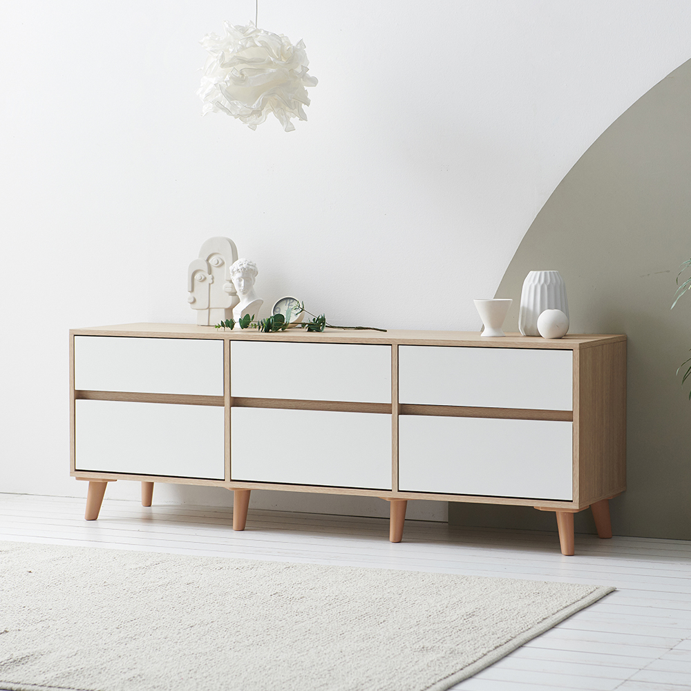 장인가구 헤렌 높은 TV 다이 수납 거실장 1500 6서랍