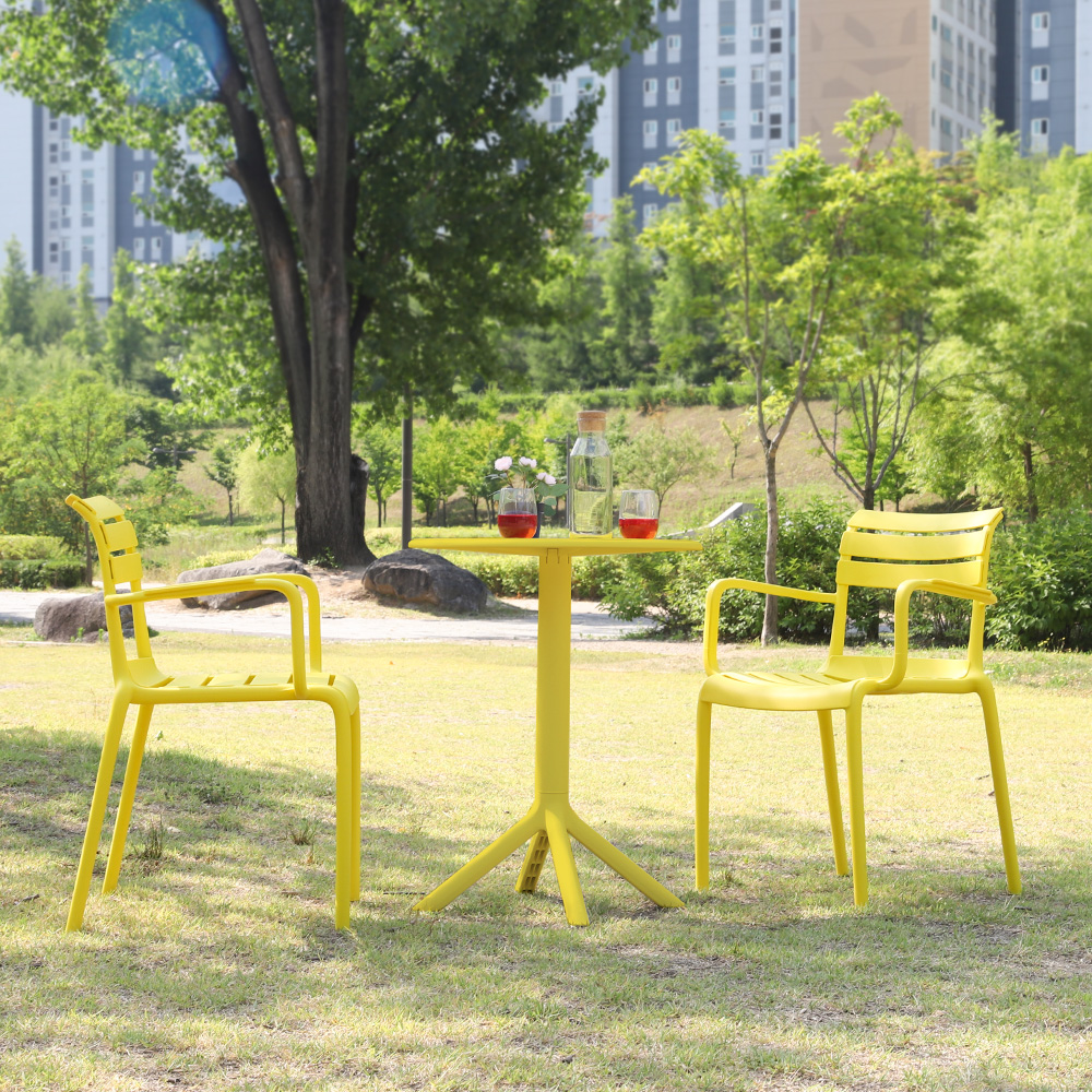 (2인세트)오로라 암체어 플라스틱 테라스 정원 카페 야외테이블 의자