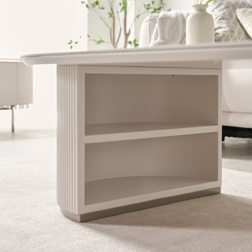 거실테이블 쇼파테이블 세라믹 템바보드 수납형 거실탁자 화이트