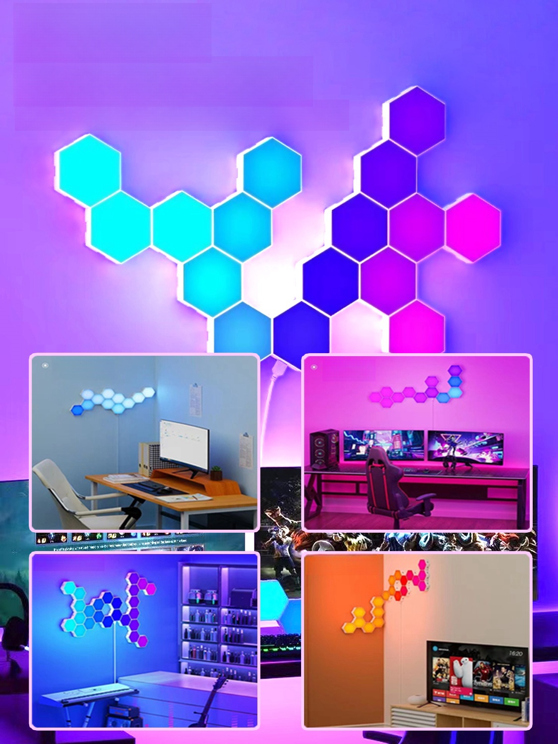 RGB 육각 LED 램프 인테리어 조명 - 상세 이미지 3