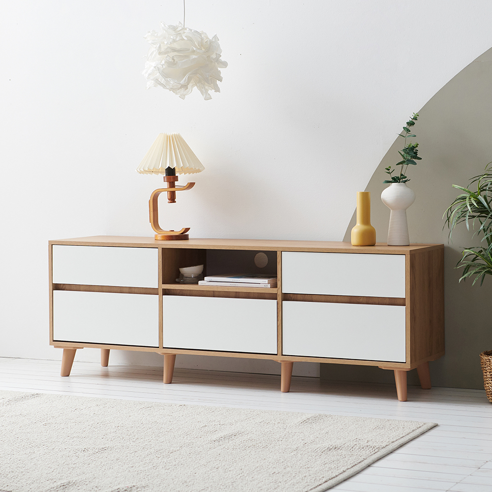 장인가구 헤렌 높은 AV 수납 TV 다이 거실장 1500 5서랍