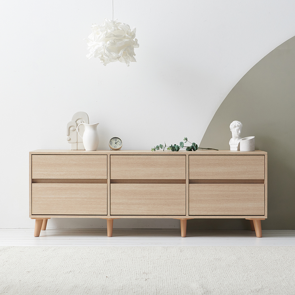 장인가구 헤렌 높은 TV 다이 수납 거실장 1500 6서랍