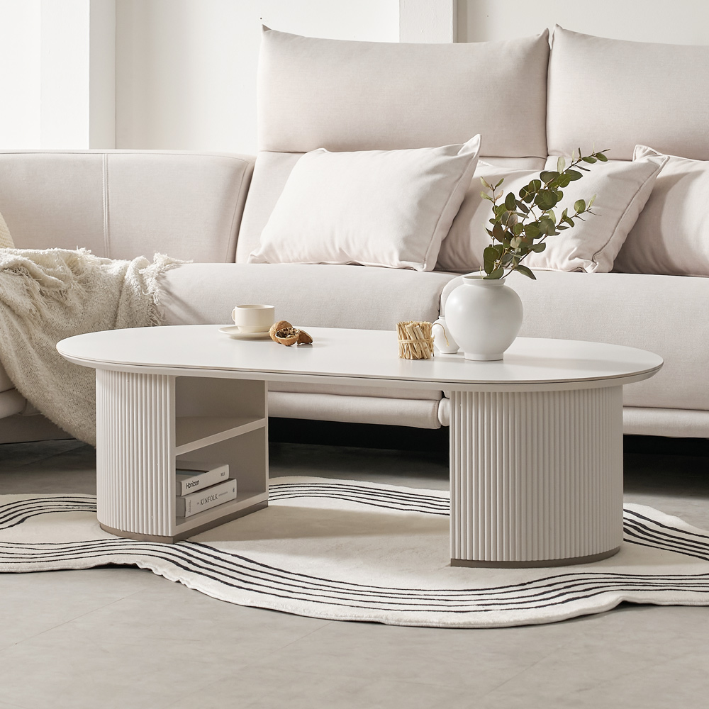 거실테이블 쇼파테이블 세라믹 템바보드 수납형 거실탁자 화이트