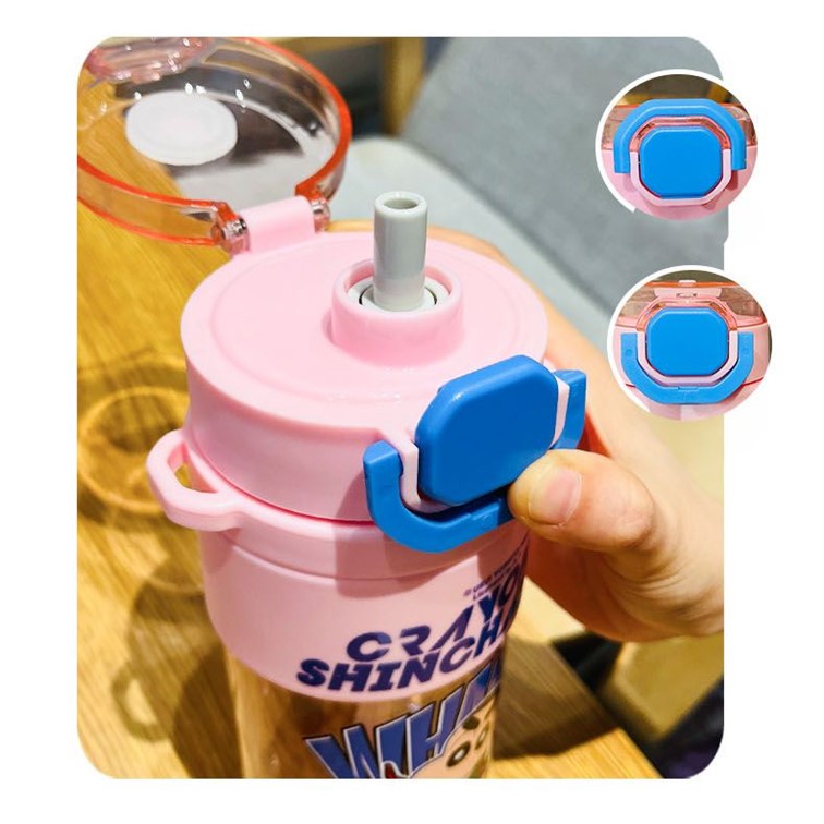 짱구 빨대 물통 물병 650ml 캐릭터물병 크로스 - 상세 이미지 5