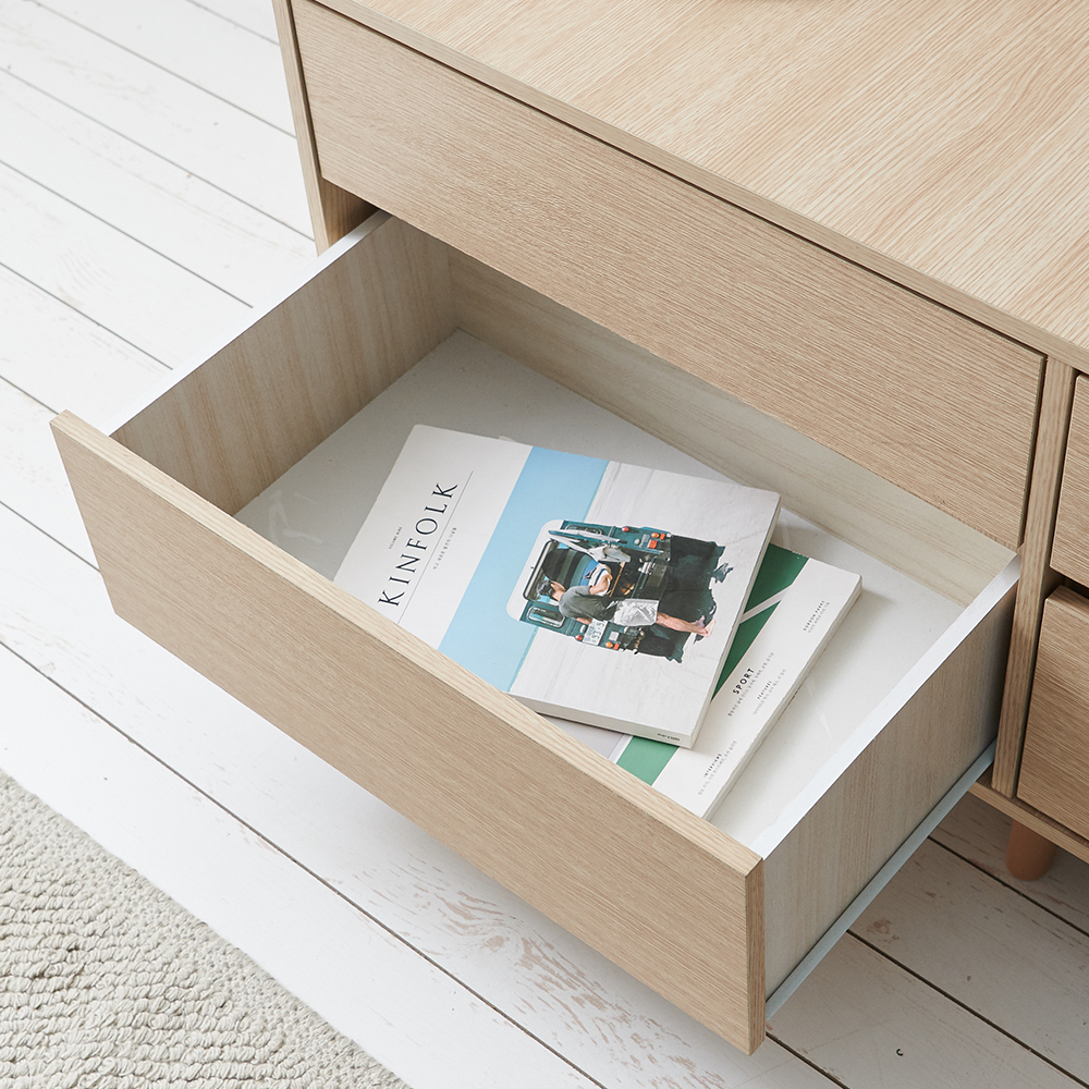 장인가구 헤렌 원룸 미니 TV 수납 거실장 1200 4서랍