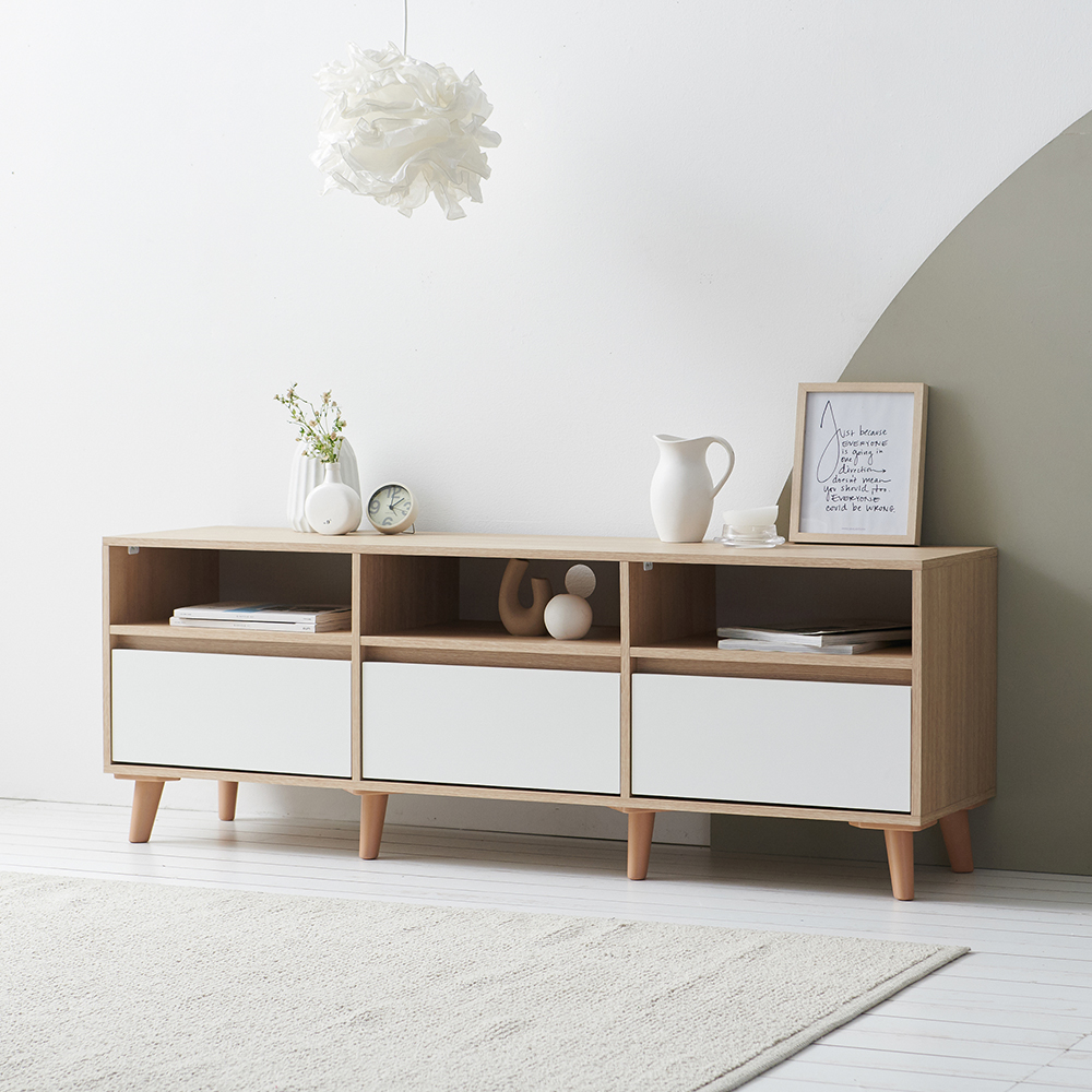 장인가구 헤렌 높은 TV 다이 수납 거실장 1500 3서랍