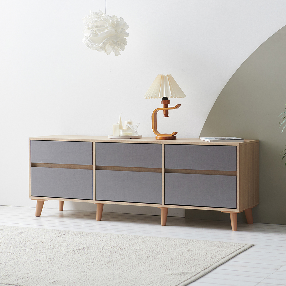 장인가구 헤렌 높은 TV 다이 수납 거실장 1500 6서랍