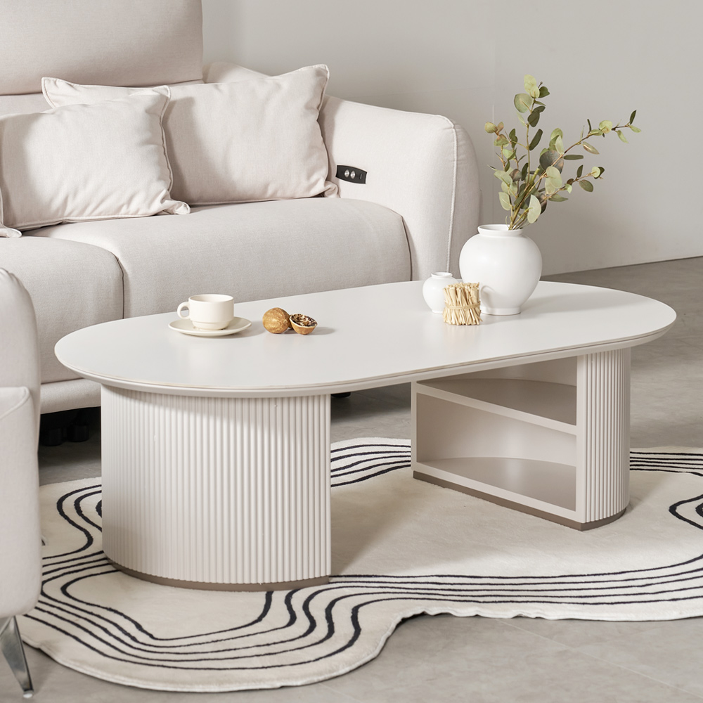 거실테이블 쇼파테이블 세라믹 템바보드 수납형 거실탁자 화이트