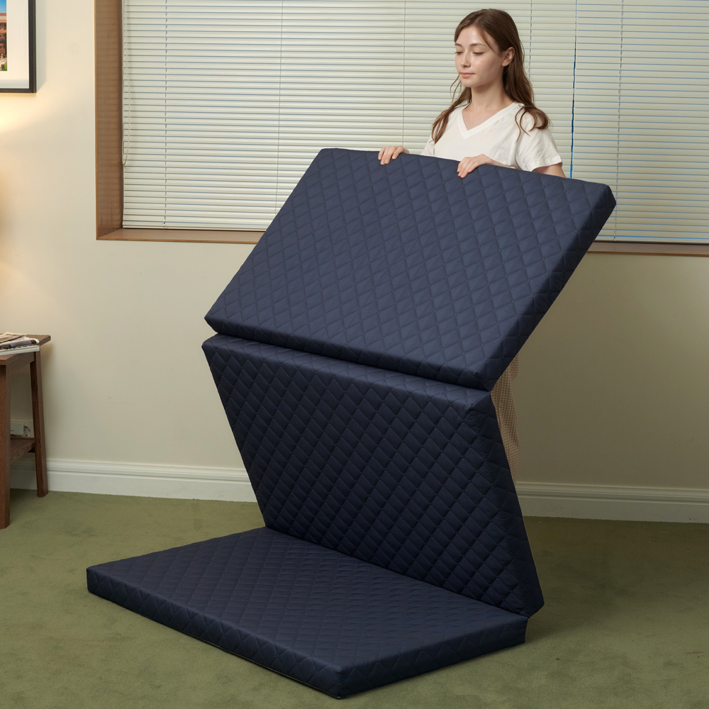 퓨어셀 3단 접이식 메모리폼 토퍼 거실 바닥 돌침대 흙침대 MS 멀티싱글 매트릭스 7cm