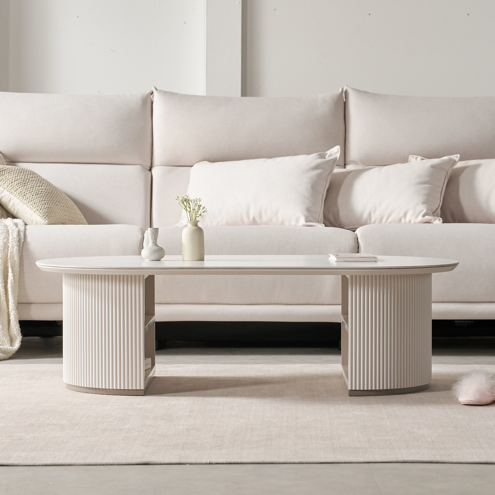 거실테이블 쇼파테이블 세라믹 템바보드 수납형 거실탁자 화이트