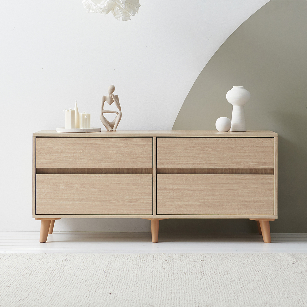 장인가구 헤렌 원룸 미니 TV 수납 거실장 1200 4서랍