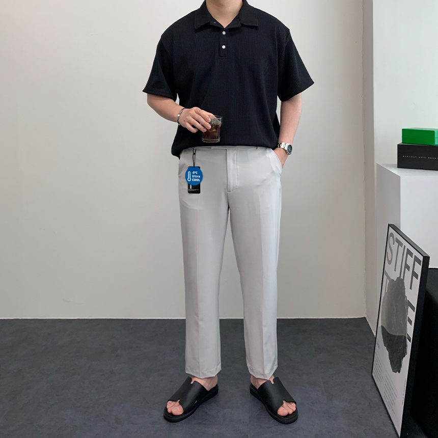남자 빅사이즈 반팔 카라 티셔츠 3버튼 단추 구김없는 카라티 - 상세 이미지 3
