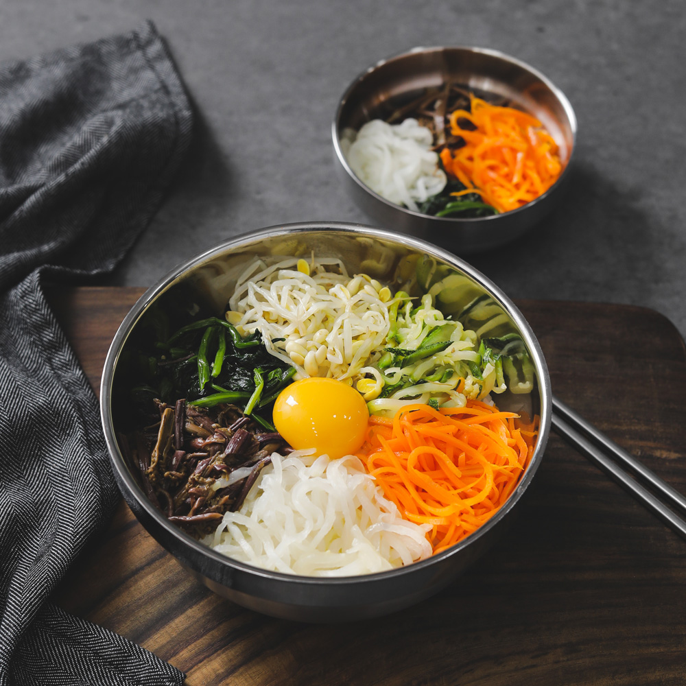 시샘 국 냉면 그릇 탕기 대 스텐 이중 칼국수 비빔밥 냉면기 20cm+젓가락 4세트 - 상세 이미지 4