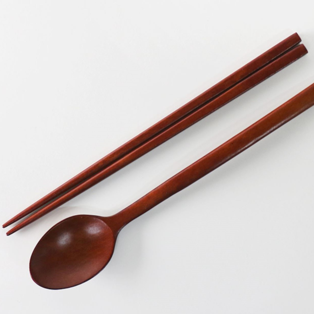 옻칠 원목 우드 나무 수저 젓가락 부부 숟가락