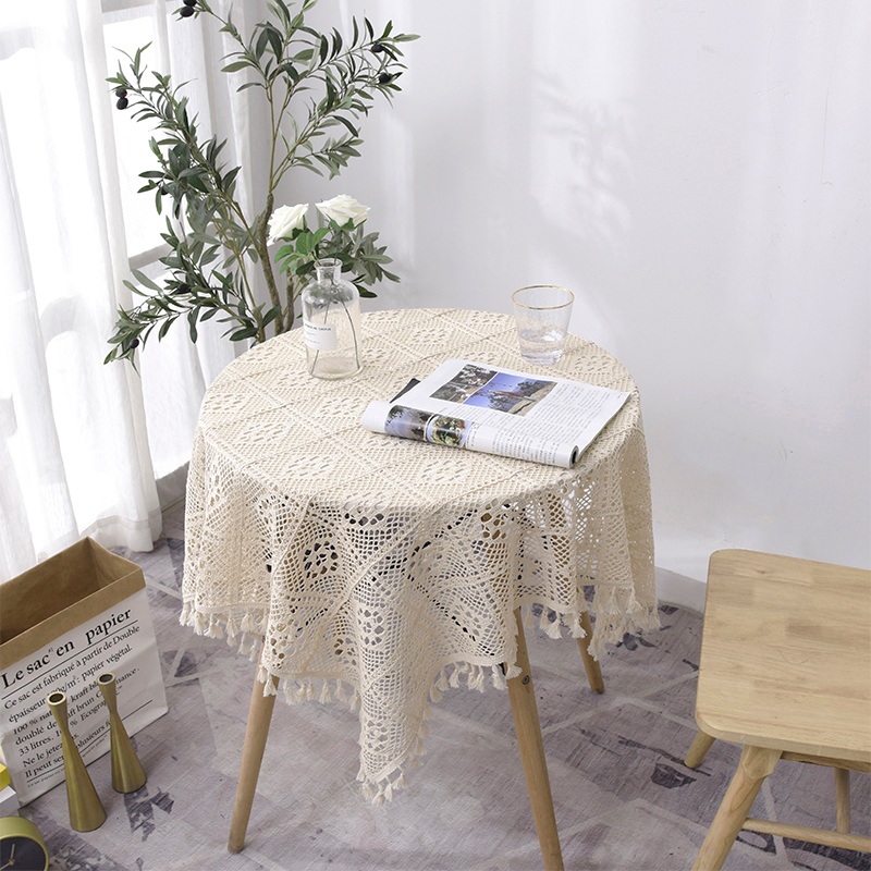 가정용 식탁보 레트로 크로셰 뜨개질 레이스 엔틱 원형 사각형 수제