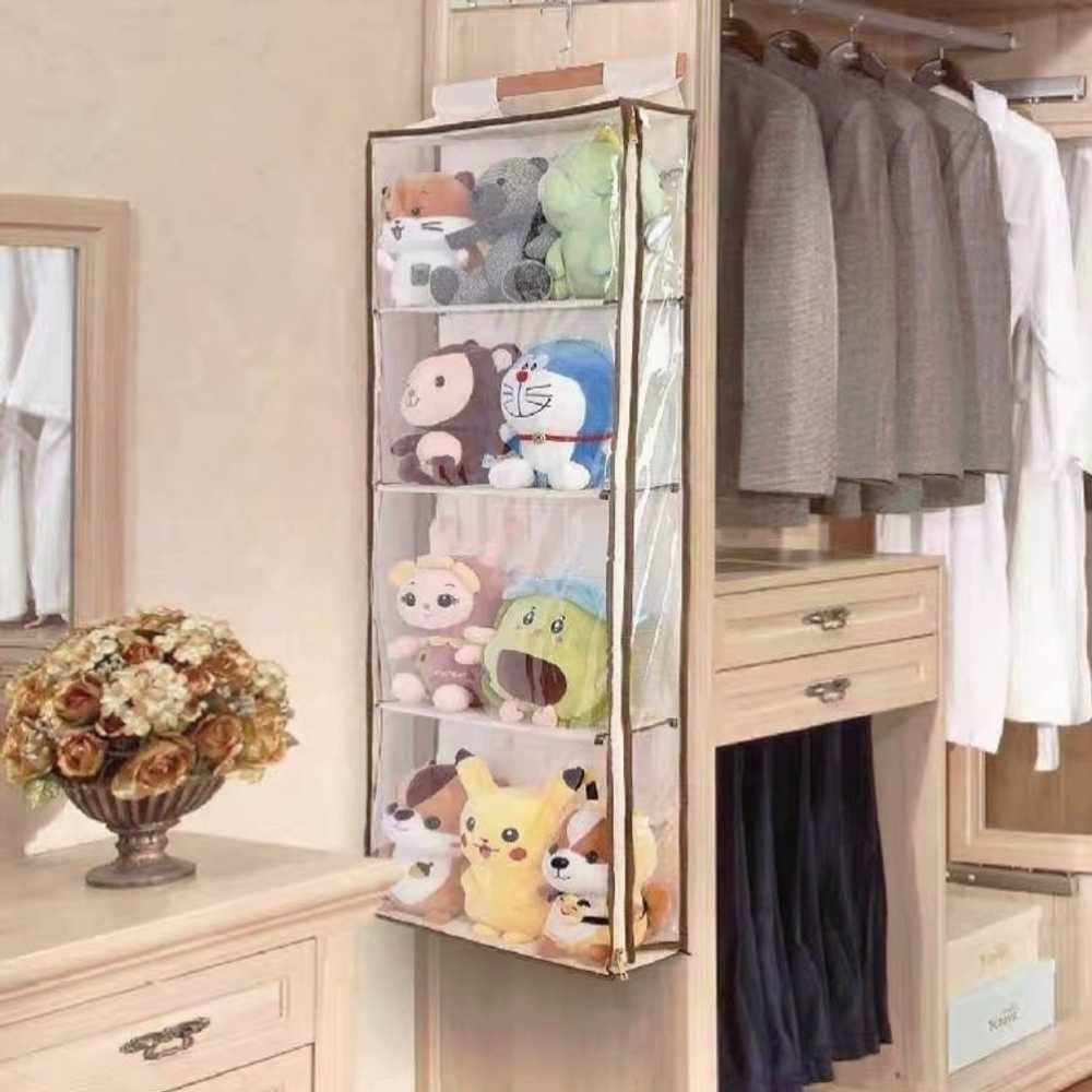인형 보관함 벽걸이 투명 진열장 문걸이 대용량 지퍼 보관 장식장 정리 - 상품 이미지