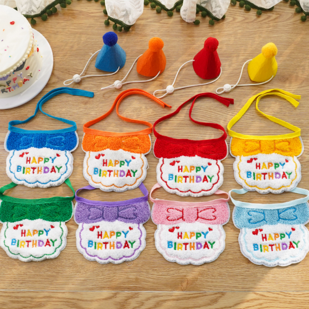 고양이 생일 파티 고깔 모자 케이프 세트 강아지 돌잔치 반려묘 반려견 꼬깔 애견 턱받이 이미지 3