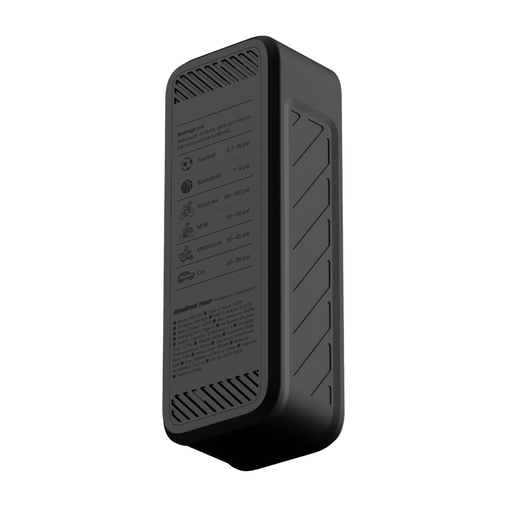 알파브라보 무선 타이어 공기압 주입기 160psi 2500mah X 3 - 상세 이미지 5