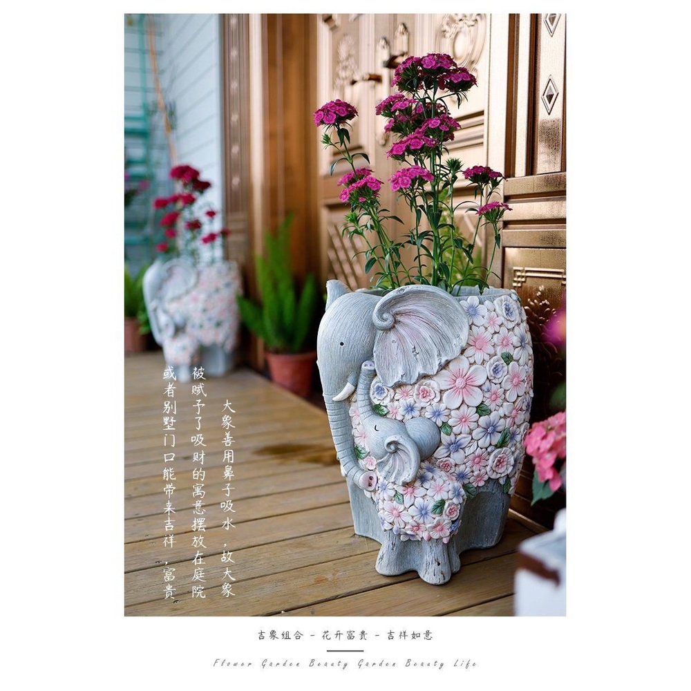코끼리 화분 도자기 식물 야외 테라스 가드닝 미니 정원 장식 대형 - 상세 이미지 2