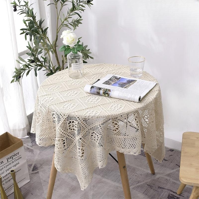 가정용 식탁보 레트로 크로셰 뜨개질 레이스 엔틱 원형 사각형 수제