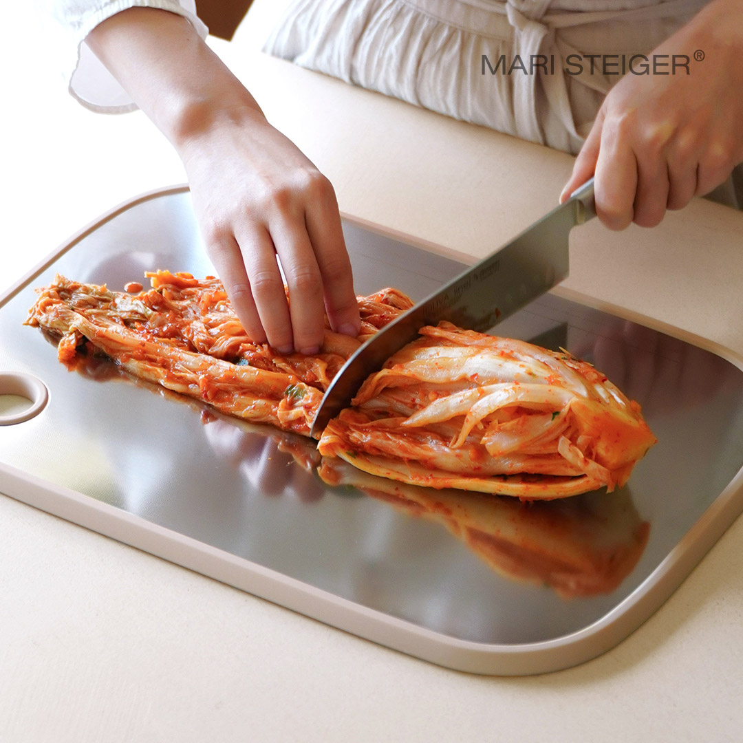 마이크로엠보 스텐도마 양면사용 슬림형 슬릭 스테인리스 도마 이유식 미끄럼방지 이미지 6