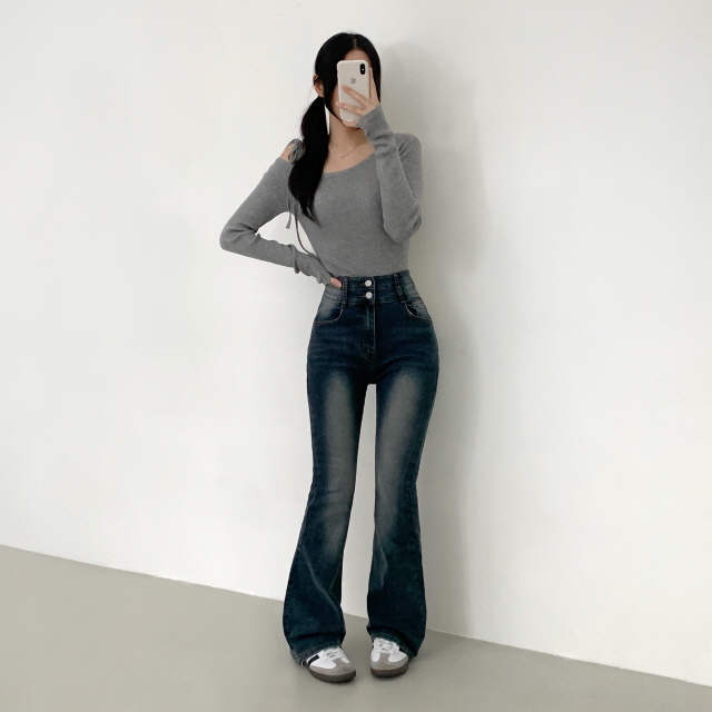[숏,기본,롱/골반뽕/💗제작특가] 뉴플앤 골반볼륨 캣브러쉬 워싱 투버튼 스판 청바지 하이웨스트 데님 부츠컷 팬츠 상세 이미지 39