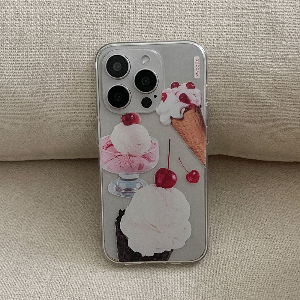 sweet cherry 아이폰 15pro 케이스 클리어 투명 젤리 - 상세 이미지 3