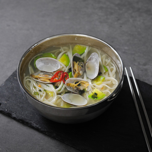 시샘 국 냉면 그릇 탕기 대 스텐 이중 칼국수 비빔밥 냉면기 20cm+젓가락 4세트 - 상세 이미지 3