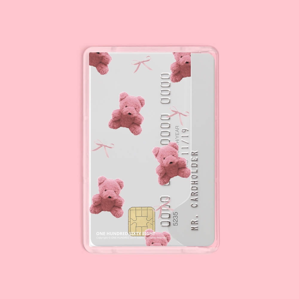 아이폰 맥세이프 카드지갑 수납 투명 베이직 러블리 핑크베어