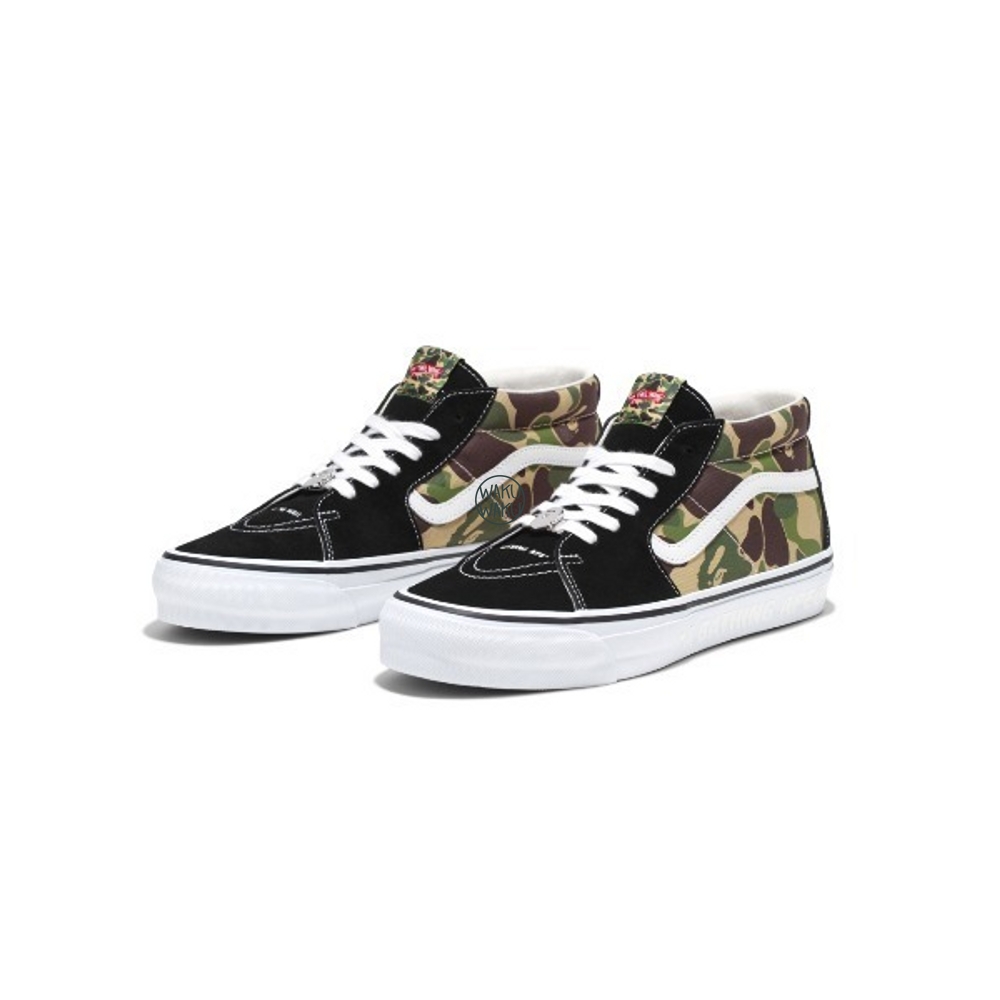 베이프 X 반스 여성 스니커즈 운동화 BAPE X VANS LX SK8 MID REISSUE 83 그린 : 와쿠와쿠재팬