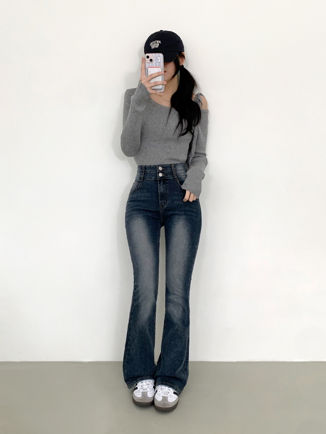 [숏,기본,롱/골반뽕/💗제작특가] 뉴플앤 골반볼륨 캣브러쉬 워싱 투버튼 스판 청바지 하이웨스트 데님 부츠컷 팬츠 상세 이미지 43
