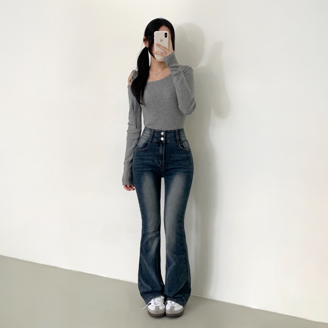[숏,기본,롱/골반뽕/💗제작특가] 뉴플앤 골반볼륨 캣브러쉬 워싱 투버튼 스판 청바지 하이웨스트 데님 부츠컷 팬츠 상세 이미지 38