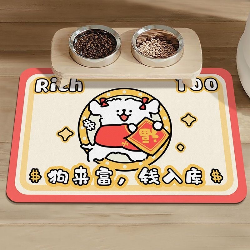 반려동물 식기 매트 긁힘 방지 강아지 고양이 미끄럼 방지 방수 그릇 패드 흡수 - 상세 이미지 3