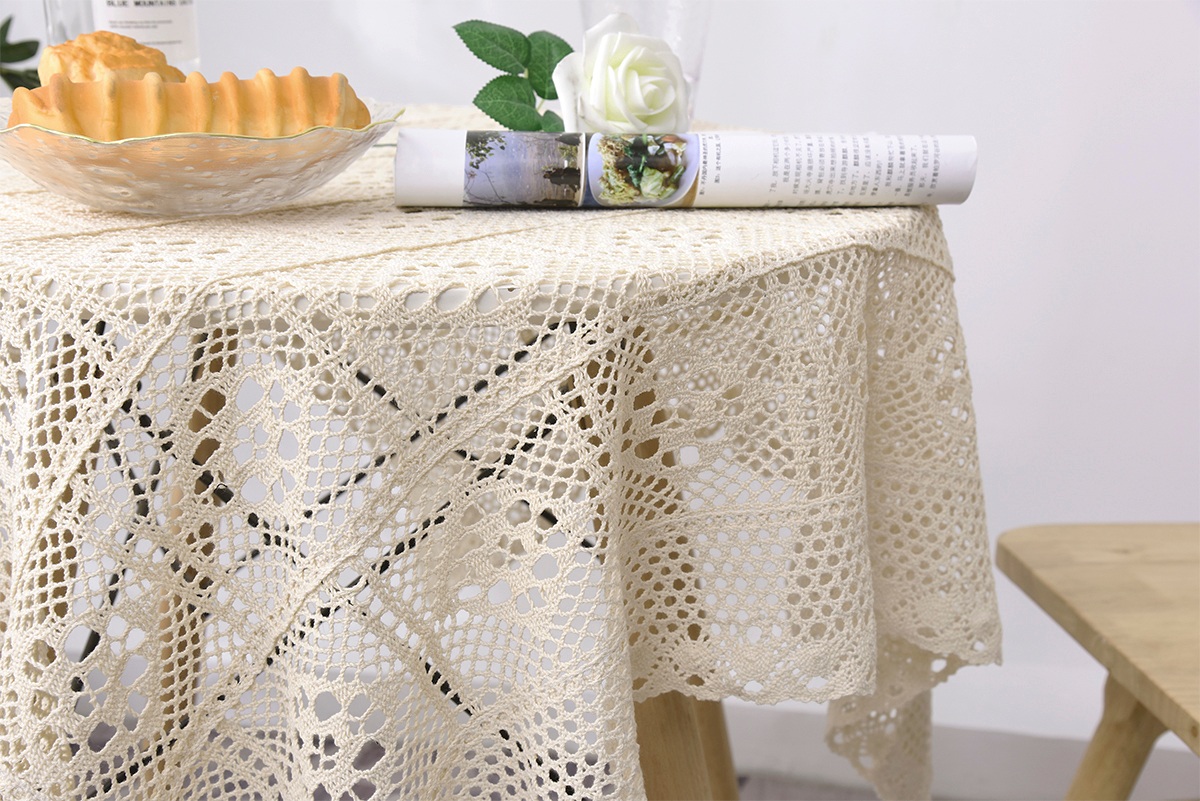 가정용 식탁보 레트로 크로셰 뜨개질 레이스 엔틱 원형 사각형 수제