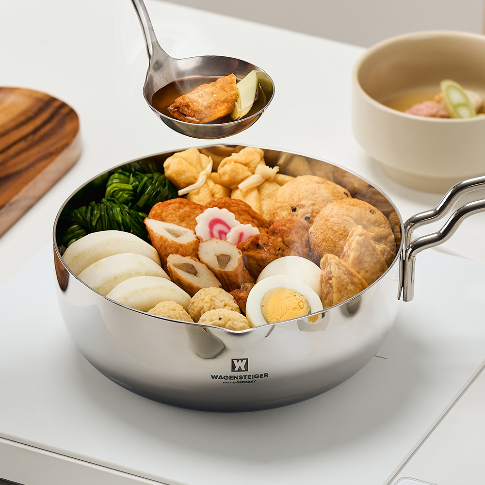 바겐슈타이거 통3중 스텐 304 IH 데일리팟 20cm 편수 라면 눈금 물코