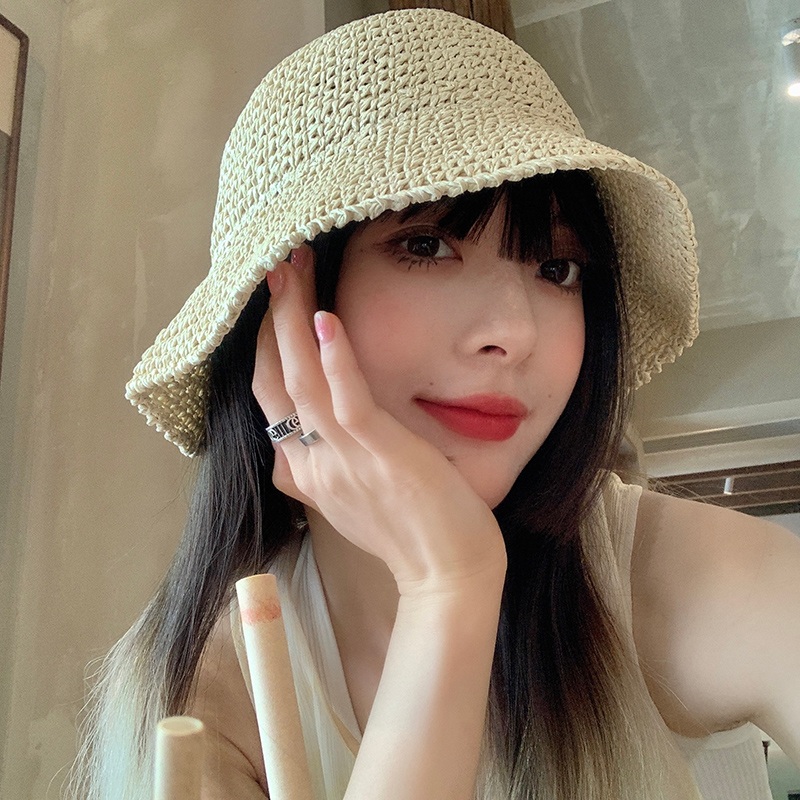 에스파 닝닝 버킷햇 니트 모자 공항 패션 여름 휴양지 의상 옷 패션 - 상세 이미지 4