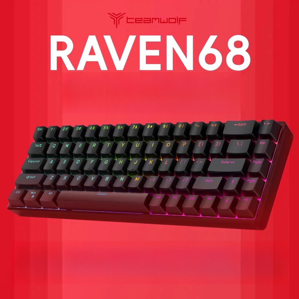 TEAMWOLF RAVEN68 유선 마그네틱 축 기계식 키보드 자석축 래피드트리거 키보드 - 상품 이미지