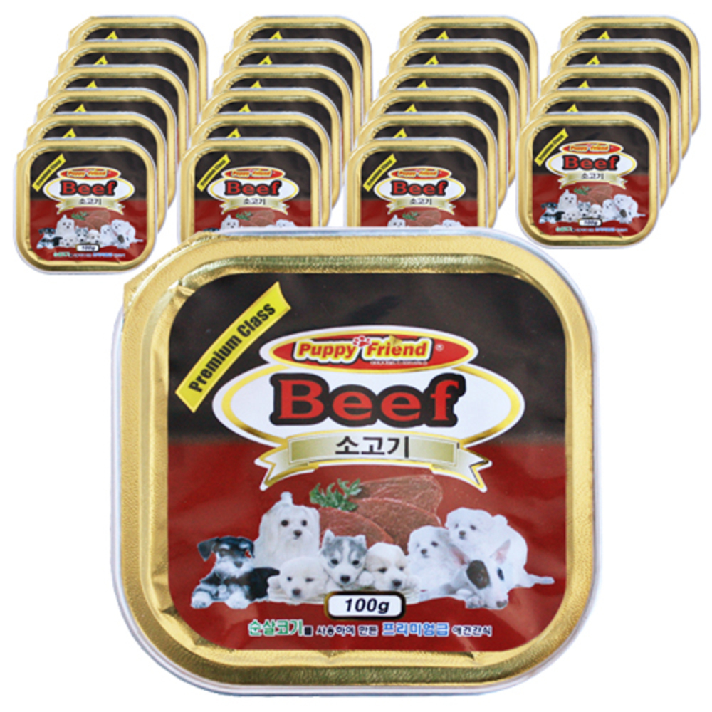 퍼피프랜드 강아지캔 강아지통조림 애견 습식 유동식 소고기(사각), 100g, 24개 제품 이미지