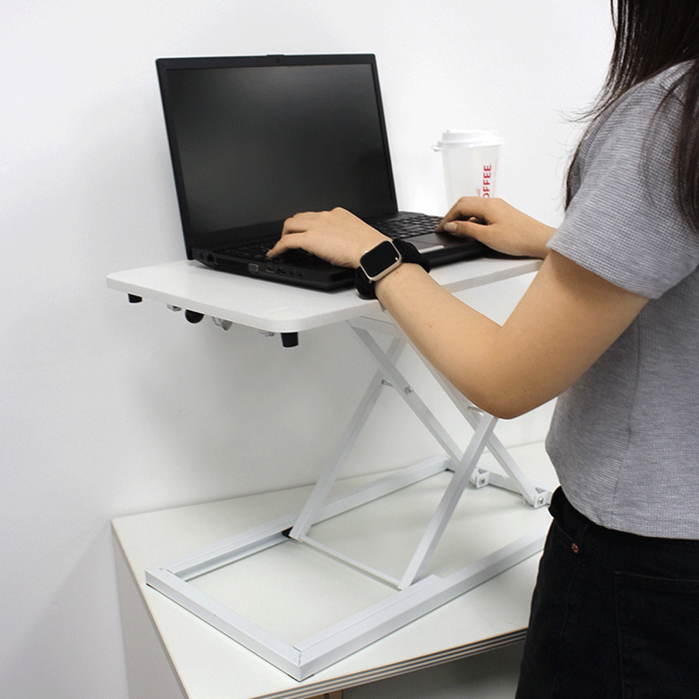 높이조절 스탠딩 책상 모션 데스크 테이블 수동 600x340mm, 블랙