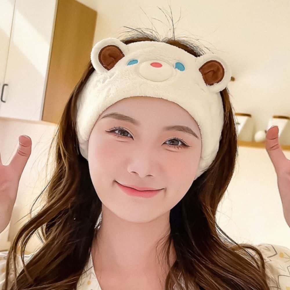 곰돌이 극세사 세안 밴드 헤어밴드 헤어핀 고무줄 : 살림파는집